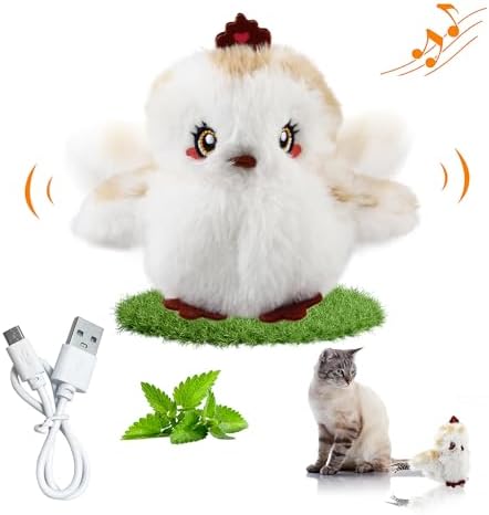 Gigwi Flappy Bird Cat Toy For Indoor Cats, Rechargeable Lifelike Sandpiper Interactive Flapping Bird Cat Toy Tweet, Flapping Wings & Lively Chirping, Catnip Toys For Kitten, Touch Activated (Princess) by PETGEEK