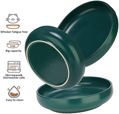 Ceramic Cat Bowls,Shallow Cat Dishes for Food and Water, 6 inch Matte Finish Wide Cat Food Bowl,Whisker Fatigue Free Pet Puppy Kitten Bowl Set of 3,Dishwasher Safe - Image 2
