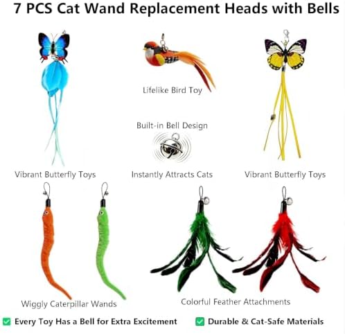 11PCS Interactive Cat Toy Set with Feather Wands for Kittens & Cats - Image 6