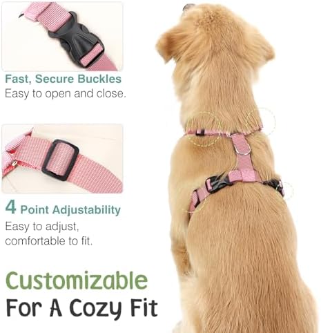 VavoPaw Dog Seat Belt, Safety Vest Dog Car Harness with Adjustable Buckle Dog Seat Belt for Vehicle Nylon Pet Safety Seat Belts Heavy Duty(M, Pink Daisy) - Image 3