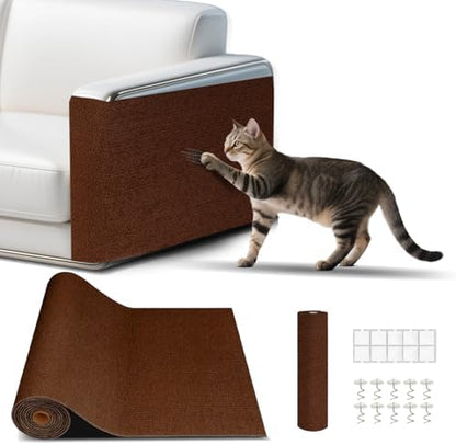 Cat Scratch Mat, Self-Adhesive Trimmable cat Scratch Furniture Protector for Couch, cat Scratch pad，cat Tree，DIY Climbing Carpet for Cat Tower Replacement Pads (Brown, 39.4" x 15.8") by Unknown