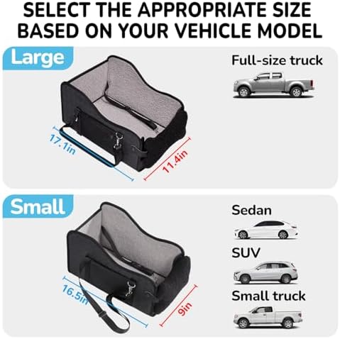 Center Console Dog Car Seat,Pet Puppy Middle Console Dog Car Seat for Small Dogs (Black, Large) - Image 4