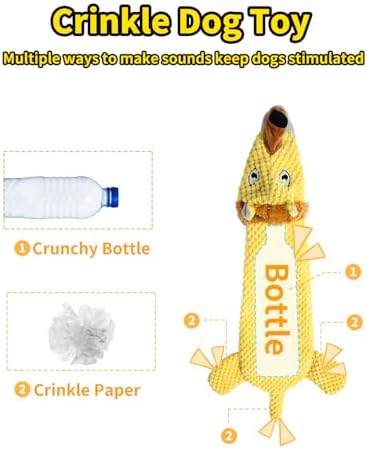 Dog Toys, Squeaky Plush No Stuffing Crinkle Dog Toy for Small Medium Large Dogs, Interactive Puppy Teething Water Bottle Dog Chew Toy (Lion) - Image 3