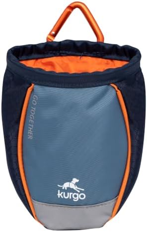 Kurgo Go Stuff It Dog Treat Bag, Training Treat Pouch Bag for Dogs, Treat Pouches for Pets, Hands-Free Pouch Waist, Reflective, Includes Carabiner, MOLLE-Compatible (Navy Blue) by Kurgo