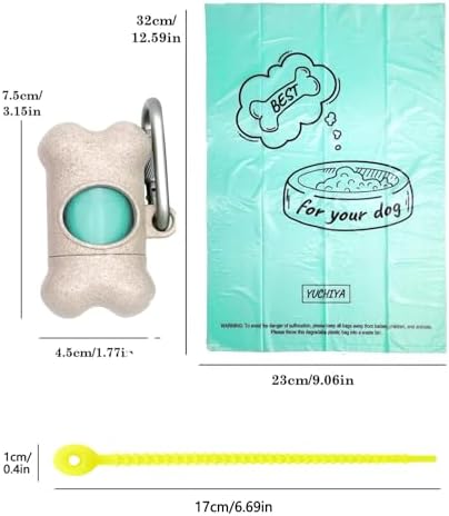 Dog Poop Pickup Bags Holder Dispenser with 1 Roll Random Color Leak-proof Scented Doggy Waste Bags and Carabiner with Safety Lock Plus Hook and Loop Fastener Never Loose on Leash Lead Again (Beige) - Image 6
