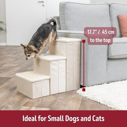 TRIXIE 3-Step Velour Pet Stairs for Dogs & Cats - 17.7" H - Beige - Image 3