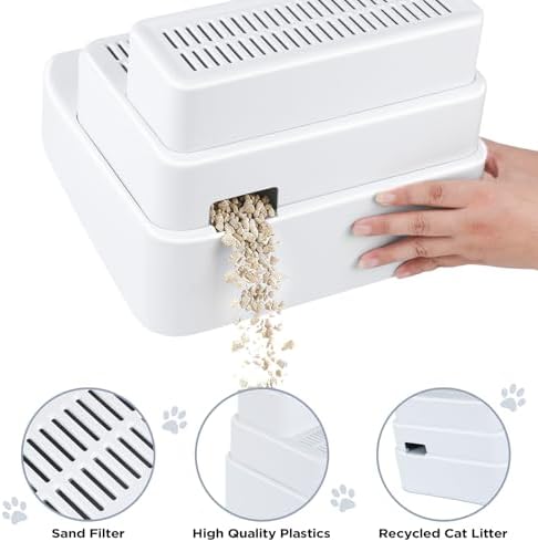 Adjustable 3 Step Litter Box Step, Cat Litter Box Ramp/Catcher White - Image 3