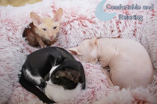 XxingSheep 4-Cave Plush XL Cat Tunnel Bed Indoor Cats Peekaboo Toy Mat Pink - Image 3