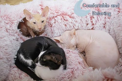 XxingSheep 4-Cave Plush XL Cat Tunnel Bed Indoor Cats Peekaboo Toy Mat Pink - Image 3