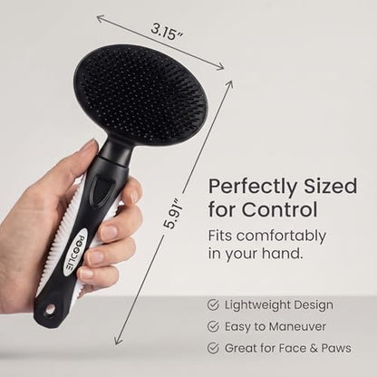 Round Bristle Pet Brush for Dogs and Cats - Soft Dog Brush for Grooming Short or Long Hair - Gentle Tool for Sensitive Skin Removes Dander, Dirt, and Detangles (Black) - Image 3