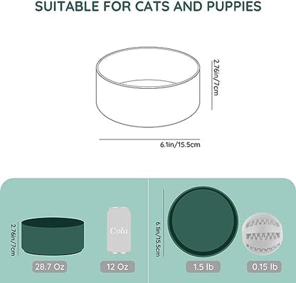 SPUNKYJUNKY 28.7OZ Ceramic Dog and Cat Bowl, Modern Cute Weighted Food Water Bowl for Replacement Green (2 Pack) - Image 4