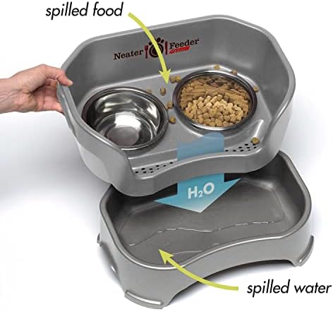 Neater Pet Brands Neater Feeder Deluxe Mess Proof Dog Bowls Elevated for Small Dogs Under 19 lbs, Made in USA, No Spill Raised Dog Food Bowl Stand Feeding Station, Food and Water Bowl Set, Gunmetal - Image 3