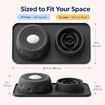 Silicone 2-in-1 Dog Slow Feeder & Lick Bowl Station,Black - Image 6