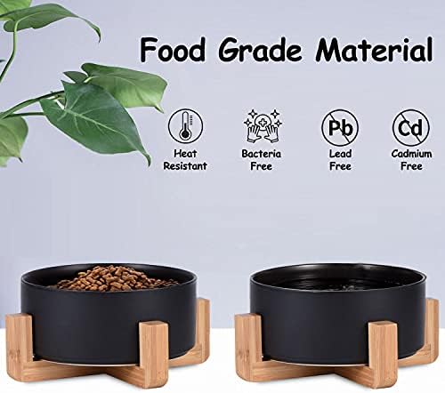 Petygooing Ceramic Black Cat Dog Bowl Set with Stand,Pet Food and Water Dish,Medium Pet Bowls Anti-Slip Set of 2 Cat Bowls-Pet Food Dishes- Small Medium Size Dog (28 OZ /3.6 Cups) - Image 3