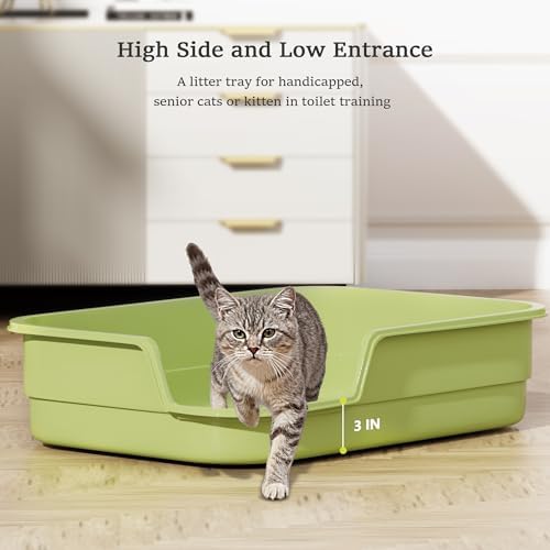 Vealind Extra Large Cat Litter Box High Sided and Low Entry Litter Tray for Senior and Big Cats 23.6" x15.7" x5.9" XL Deep High Back Kitty Litter Boxes for Indoor Cats - Image 2