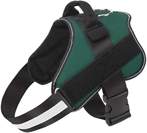 Dog Harness, No-Pull Reflective Dog Vest, Breathable Adjustable Pet Harness with Handle for Outdoor Walking - No More Pulling, Tugging or Choking (Dark Green, S) by Bolux