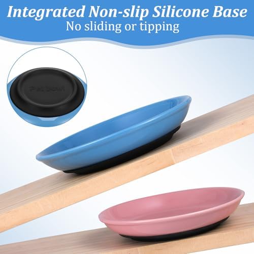 6 Pack Ceramic Cat Food Bowls, Non-Slip Shallow Cat Dishes with Silicone Base, Whisker Friendly Pet Bowls for Indoor Cats, Kittens, and Small Dogs, Multicolor - Image 3