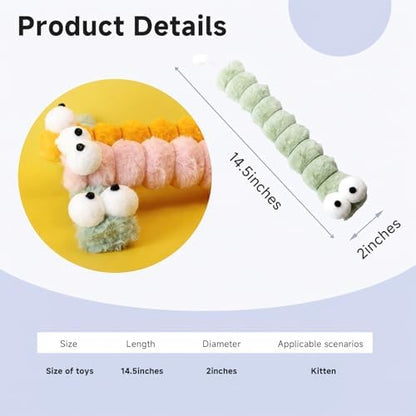Cat Toys Pillows, Catnip Toys for Cats 3 Pack, Cute Caterpillar Design, Interactive Indoor Kitten Kicker, Promotes Kitty Exercise, Soft and Durable - Image 2