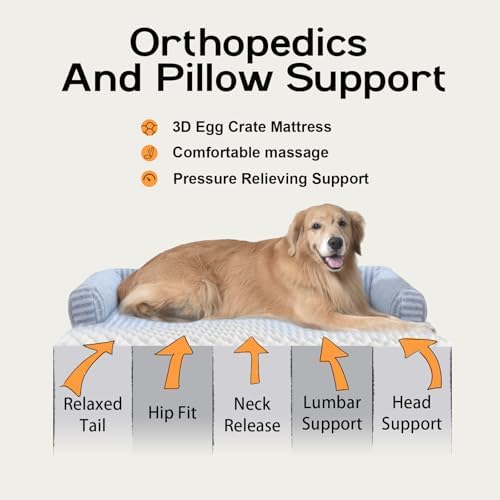 MEKIY Orthopedic Washable Dog Bed with Bolster for Medium to Large Dogs - Image 2