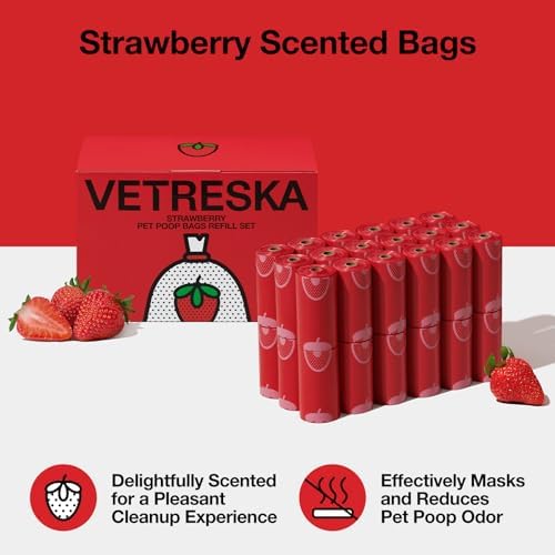 VETRESKA Strawberry Scented Dog Poop Bags, Leak Proof, 540 Counts - Image 2