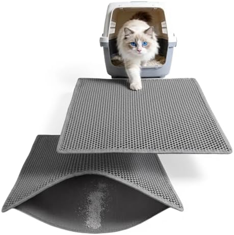 Cat Litter Mat, 30"x24", Waterproof, Easy to Clean (Grey-2Pack) by Kaxionage