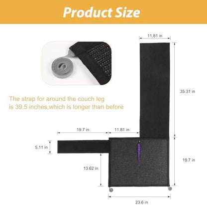 Cat Scratch Couch Protector,Cat Scratch Sofa Armrest Cover with Sisal Mat and Toy for Cats,Sofa Scratcher Furniture Protector 23.6’’L*19.7’’W (Black/Left Hand) - Image 2