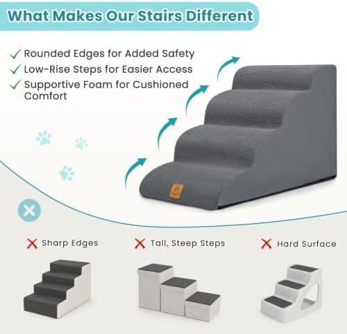Dog Steps for Bed, 4-Step Dog Stairs for Small Dogs and Cats, 17.7" H - Image 7