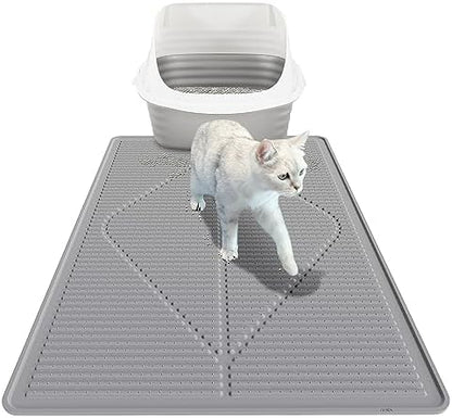Mofason Cat Litter Mat Litter Trapping Mat XXL Grey Silicone Litter Box Mat by Mofason