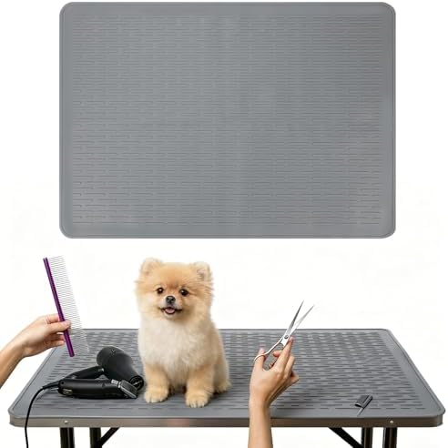Dog Grooming Table Mat, Non-Slip Silicone Pad, 28 x 19.7 in Grey by Lonepetu