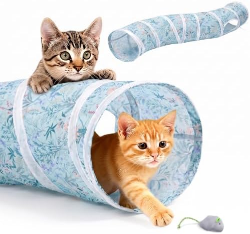 Glittme S-Shape Cat Tunnel, Foldable Cat Tunnels for Indoor Cats by Glittme