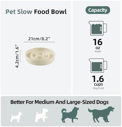 Havniva Ceramic Slow Feeder Dog Bowls, 8.3 in Slow Feeder for Medium Breed - Image 2
