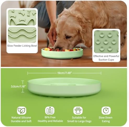 Slow Feeder Dog Bowl for Small Medium Dogs & Cats, 7.5 Inch Non Slip Slow Bowl with 37 Suction Cups, Anti-Choking Food Grade Silicone Slow Eating Bowl - Image 5