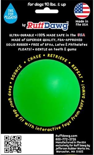 Ruff Dawg Indestructible Dog Ball XL 3.5”Green – Heavy-Duty Rubber Fetch Toy for Aggressive Chewers – Extreme Bounce, Floats, BPA & Latex Free – Made in USA - Image 2