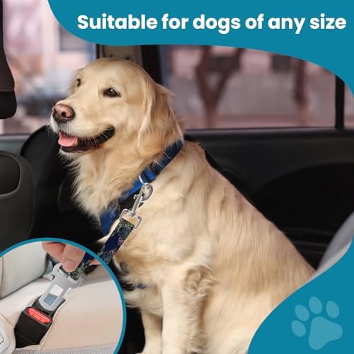 Adjustable pet cat and Dog car seat Belts. The Lanyard is Flexible and Adjustable from 20 to 33 inches(White Flowers + Black Flowers) - Image 3