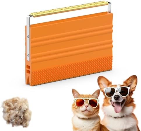 Mini Pet Hair Remover – 2025 Reusable Carpet Rake & Fur Scraper for Furniture, Car Interior, Hair Remover Brush for Bed, Couch, Home Surfaces Orange by SAMFAT