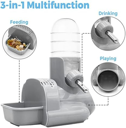VANNON 3-in-1 Hamster Water Bottle with Food Bowl & Hideout Base, Grey - Image 5