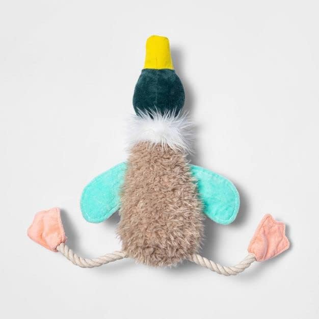 Boots& Barkley Large Duck Plush with Rope Dog Toy