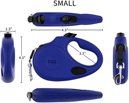 TUG Oval 360° Tangle-Free Retractable Dog Leash with Integrated Waste Bag Dispenser (Small, Blue) - Image 3