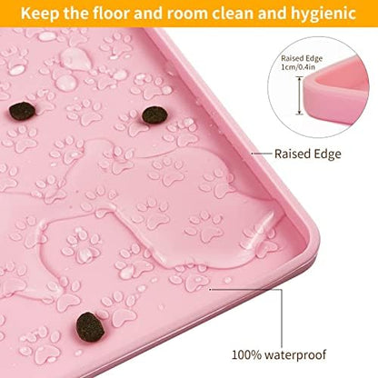 Ptlom Silicone Pet Placemat for Dog and Cat, Waterproof Anti-Slip Pet Feeding Bowl Mats for Food and Water, Small Medium Large Tray Mat Prevent Residues from Spilling to Floor, Pink, 31.5" 23.6" - Image 6
