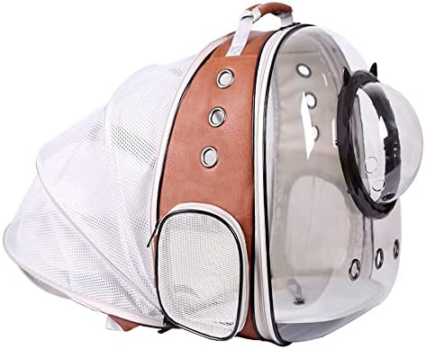 Expandable Cat Carrier Backpack, Backpack for Cats Kitten Small Puppy, Airline Approved Cat Bubble Backpack, Space Capsule Astronaut Carrier (Brown, Back Extension) by LightUpYourPetsLife