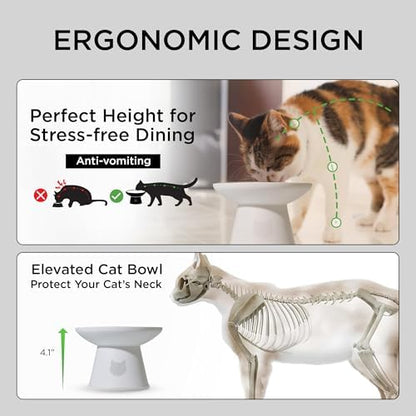 Necoichi BPA-Free Extra-Wide Elevated Cat Food Bowls, 2-Pack (Classic) - Image 3