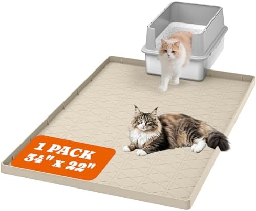 Pawtners Silicone Cat Litter Mat 34 x 22 in, Easy to Clean by Pawtners