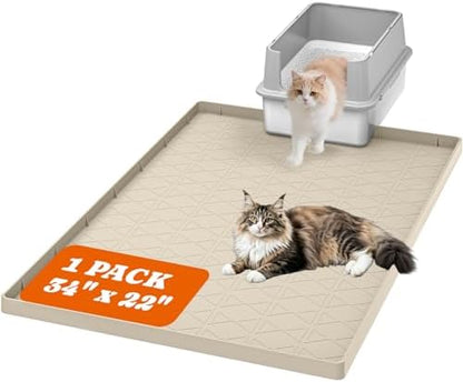 Pawtners Silicone Cat Litter Mat 34 x 22 in, Easy to Clean by Pawtners