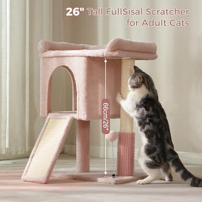 Cute Cat Tree 28” Pink Cat Tower with Top Large Bed 20x13” - Image 6