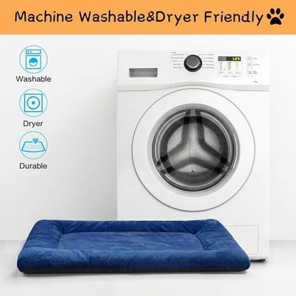 Dog Crate Pad Washable Dog Bed for Crate Small Cozy Mat 24-Inch Navy Blue - Image 5