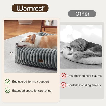 Washable Dog Bed Small Medium Size Dog, Rectangle Orthopedic Pet Bed for Car and Indoor,Fluffy Memory Foam Dog Beds with Anti-Slip Bottom, Grey (25x21x7 inches) - Image 5