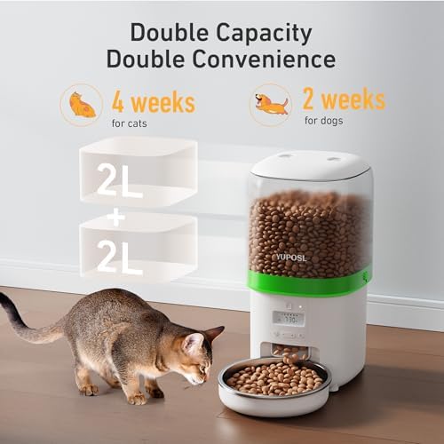 Automatic Cat Feeder - 4L Timed Auto Pet Feeder for Cat and Dog with Dry Food Dispenser, 180-day Battery Life, 1-6 Meals Per Day, 1-16 Portion, Desiccant Bag Keeps Food Fresh - Image 2