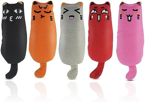 Soft Indoor Cat Toys Self Play Interactive Pillows Catnip Filled 5PCS Plush Kitten Teething Set Cute Kitty Chew Bite Resistant Cartoon Mouse Pet Supplies Gifts by yuntop