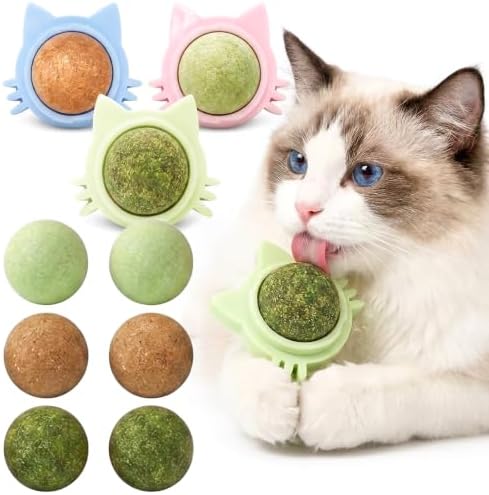 Cat Wall Toy 9pcs Refill Ball Catnip Silvervine Gall Fruit Lickable by NSWXZDS