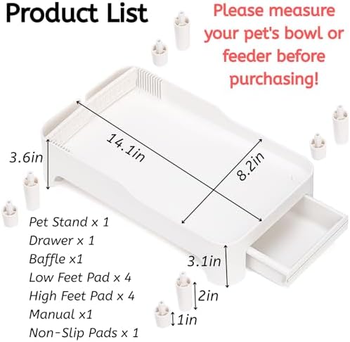 YOUEON Raised Pet Feeder Stand for Cats and Dogs Neck Health, Adjustable Height Elevated Shelf Suitable for 90% Automatic Pet Feeder & Water Dispenser, with Drawer to Stock Pet Snacks, Canned Food - Image 2